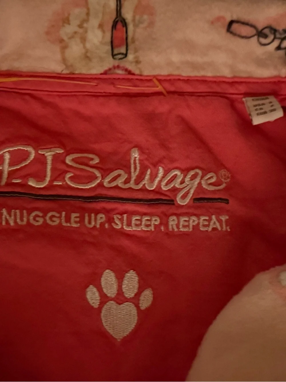 P.J. Salvage Let's Get Cozy Flannel Cotton Pink Dog Pajama Set Pockets S